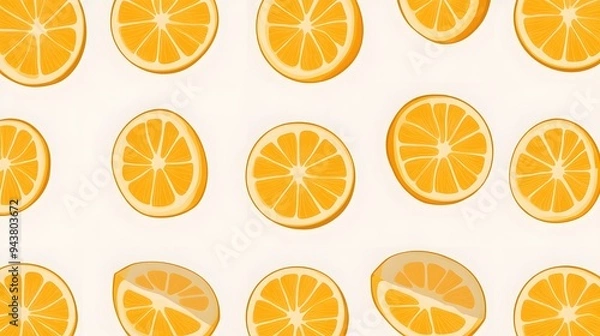 Fototapeta Sliced ​​Oranges and Yellow, Abstract Image, Texture, Pattern Background, Wallpaper, Cover and Screen of Smartphone, Cell Phone, Computer, Laptop, 9:16 and 16:9 Format