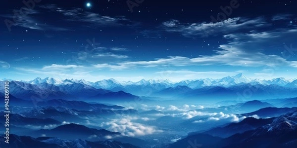Obraz Night Sky Over Snowy Mountains