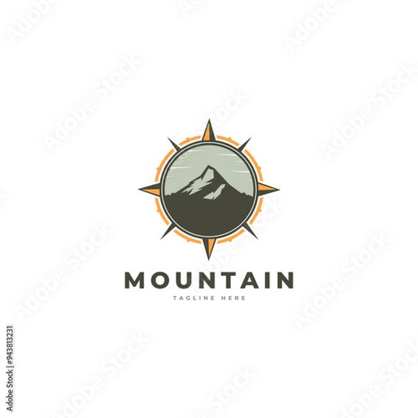 Obraz mountain logo vector template with cardinal directions