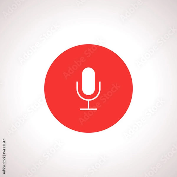 Obraz Vector Microphone Icon in red circle