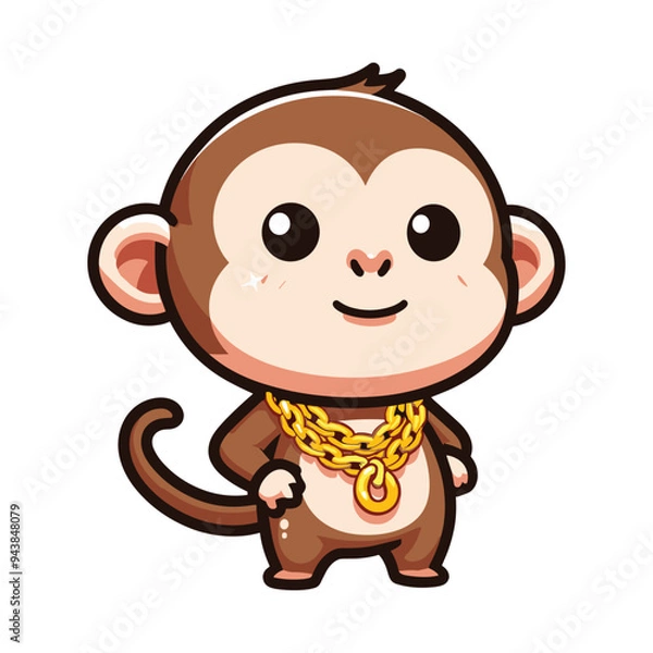 Obraz monkey character with gold chain necklace illustration