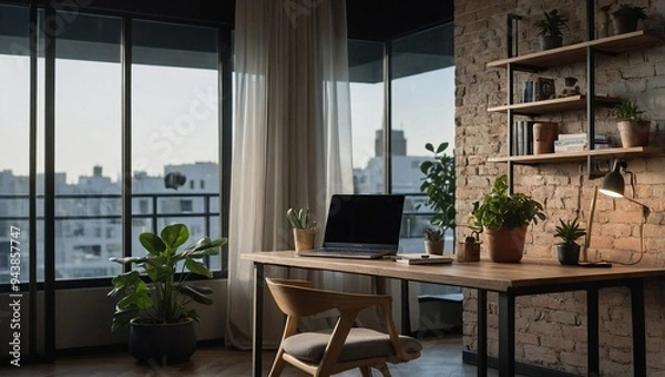 Fototapeta table and chairs in home for work