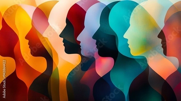 Obraz Abstract silhouette of a woman thinking, representing intelligence and mind
