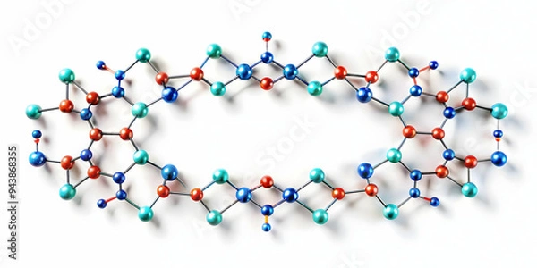 Obraz Flat Bio inspired border with molecular structure and copy space concept as A border frame featuring a bio inspired molecular structure design framing a central copy space. The molecules are interconn