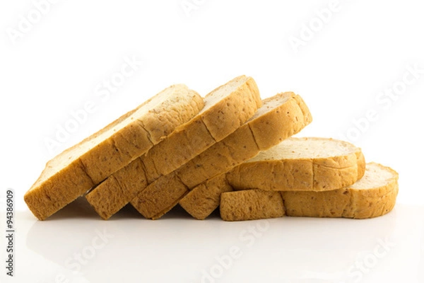 Obraz whole wheat bread on white background