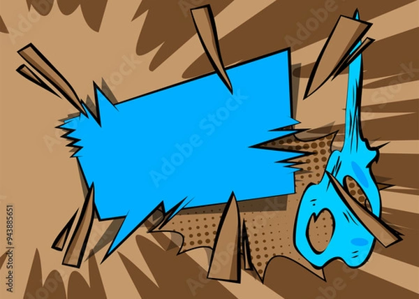 Fototapeta Cartoon blue and brown background, comic book backdrop. Retro vector comics pop art design.
