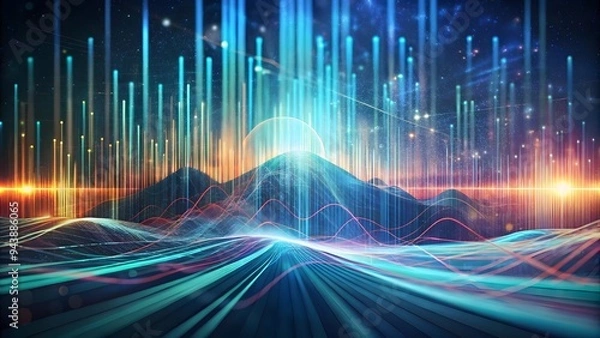 Fototapeta abstract digital design with bright lines and dots for tech background