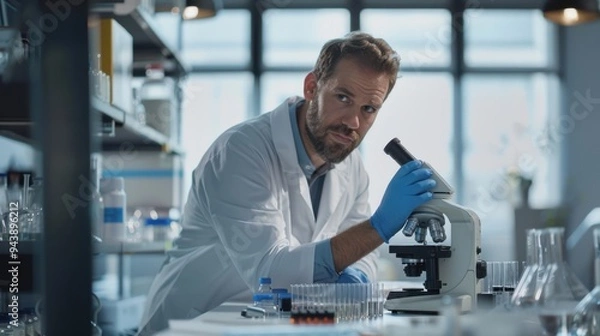 Fototapeta The Scientist Using Microscope
