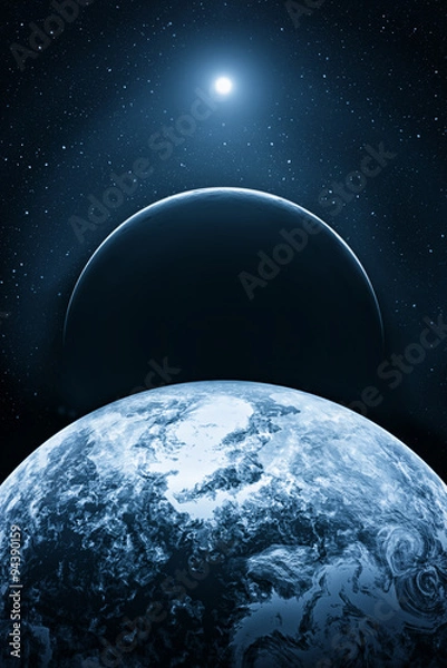 Fototapeta Fictional space with planets