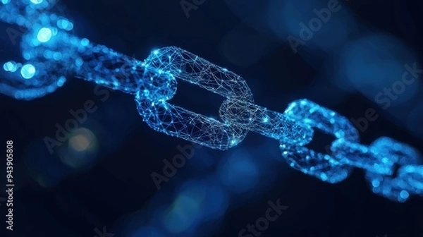 Fototapeta Abstract Blue Chain Link  Technology Background  Digital Network  Connection  Web Design