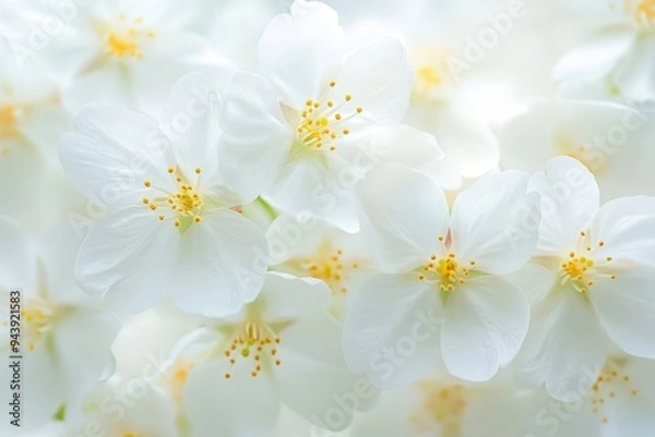 Fototapeta A close-up of white flowers, which can be used as a stock image.