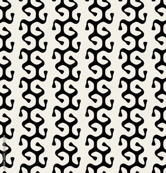 Obraz Vector Seamless Black & White Curly  Rounded Lines Organic Algae Shape Pattern