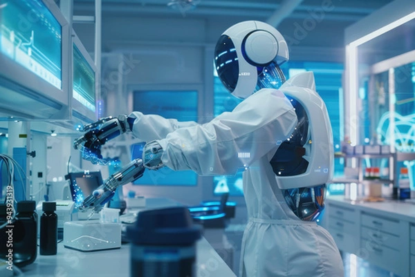 Fototapeta Robot Operating in High-Tech Laboratory
