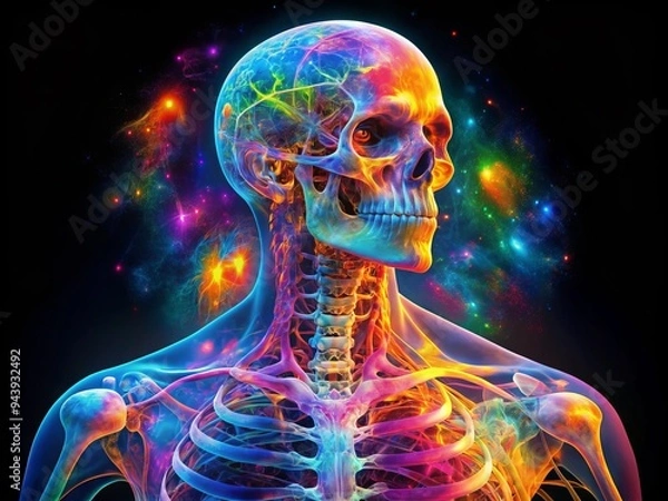 Fototapeta Luminescent Hues: Colorful and radiant X-ray imagery, highlighting hidden beauty and anatomical structures.