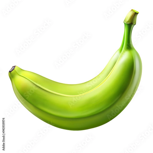 Fototapeta One green banana isolated on a transparent background