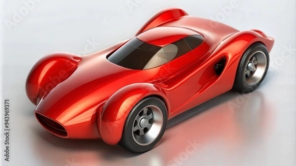 Fototapeta Shiny Red Futuristic Sports Car with Streamlined Design