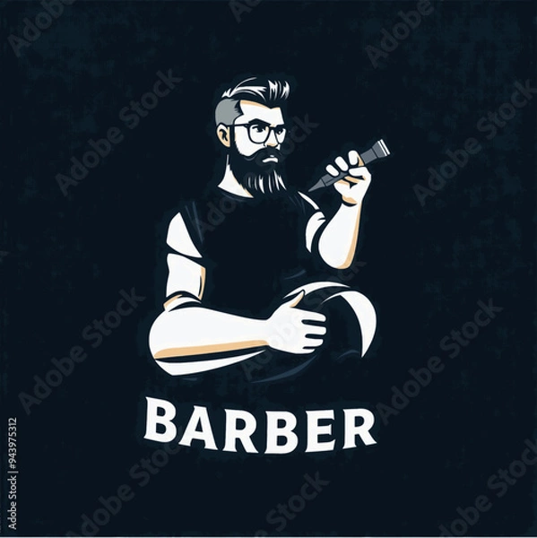 Obraz logo for a barber that features a sleek, stylish character