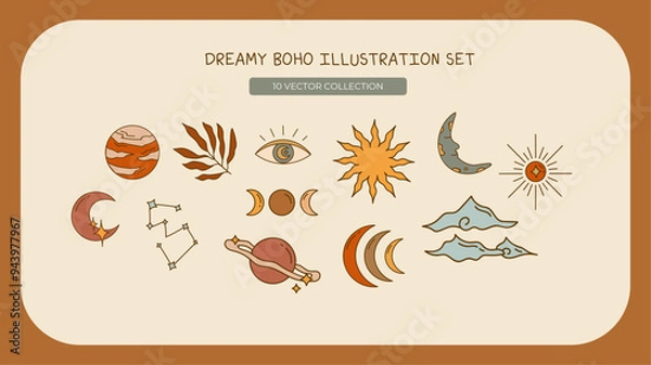 Fototapeta Dreamy Boho Illustration Set
