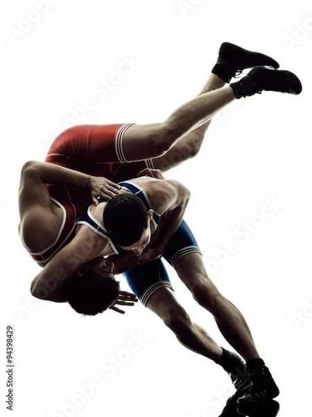Obraz zapaśnicy zapaśnicze mężczyźni izolowana sylwetka