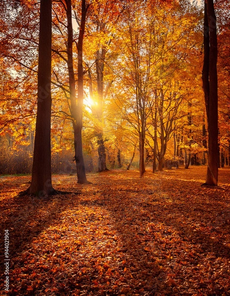 Obraz Forest, Beautiful Landscape, Autumn Season