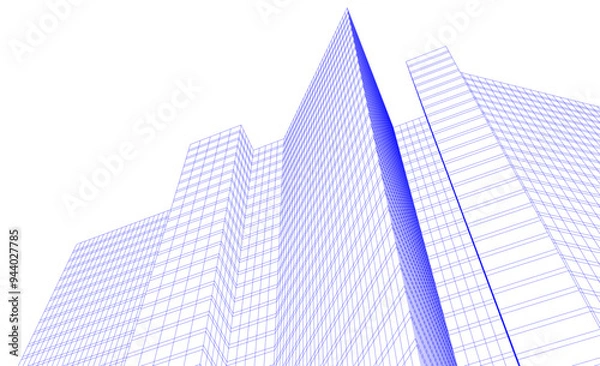 Fototapeta Architecture building vector 3d illustration on white background