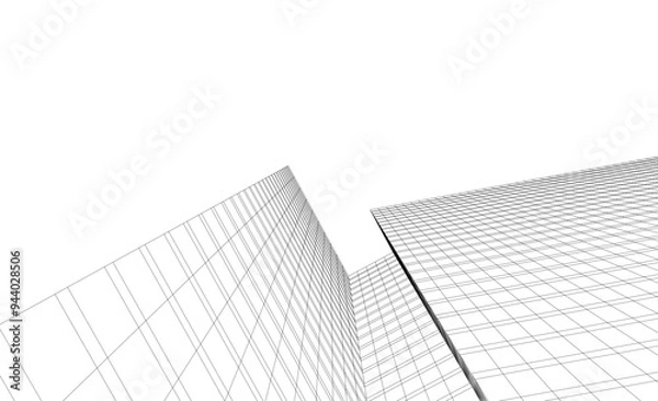Fototapeta Architecture building vector 3d illustration on white background