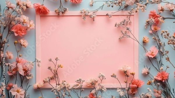 Fototapeta floral greeting card concept, celebrate simplicity with a charming greeting card mockup, featuring delicate flowers that evoke warmth and tenderness