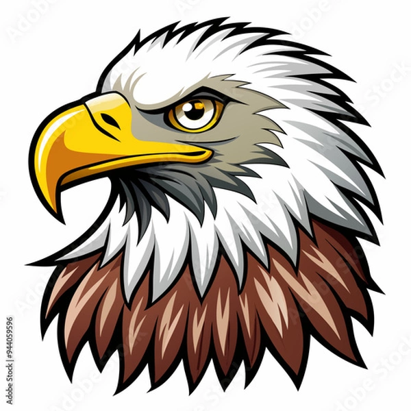 Obraz Cartoon Bald Eagle Head with Sharp Features