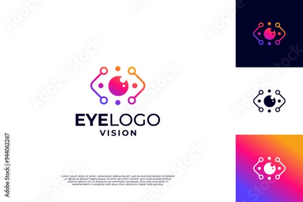 Fototapeta Eye code logo design. Coding with vision logo combination