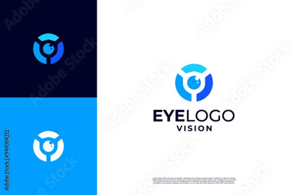 Fototapeta Vision shield logo design. Security camera logo.