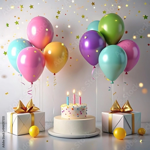 Fototapeta A heart with the words happy birthday on it