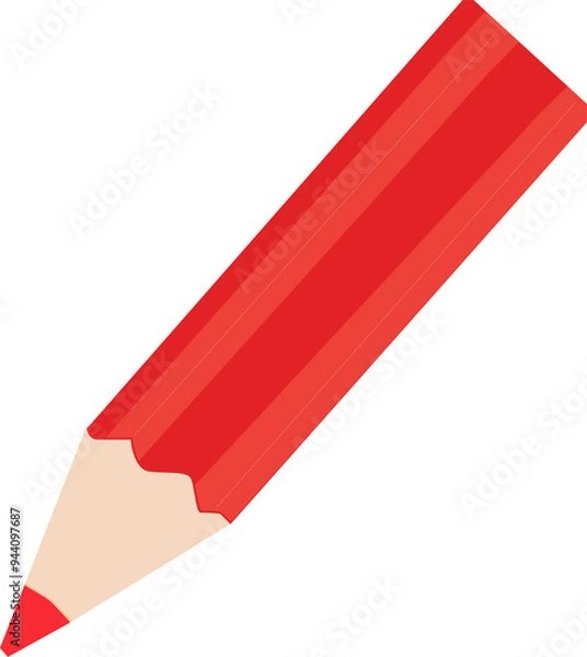 Obraz Red Pen and Red Pencil Illustration Elements, Graphic Icons for Grading Worksheets