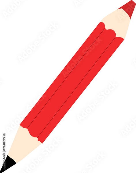 Obraz Red Pen and Red Pencil Illustration Elements, Graphic Icons for Grading Worksheets