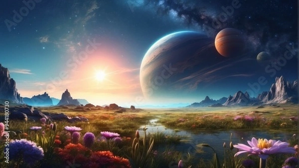 Obraz Beautiful mountain scene as if on an alien planet