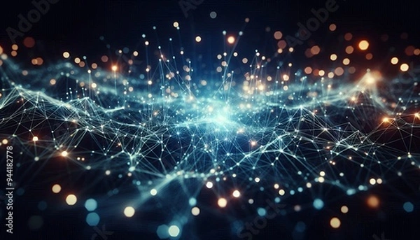 Fototapeta Abstract digital background of points and lines with glowing plexus