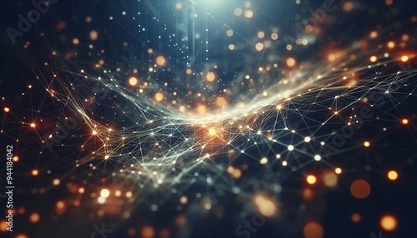 Fototapeta Abstract digital background of points and lines with glowing plexus
