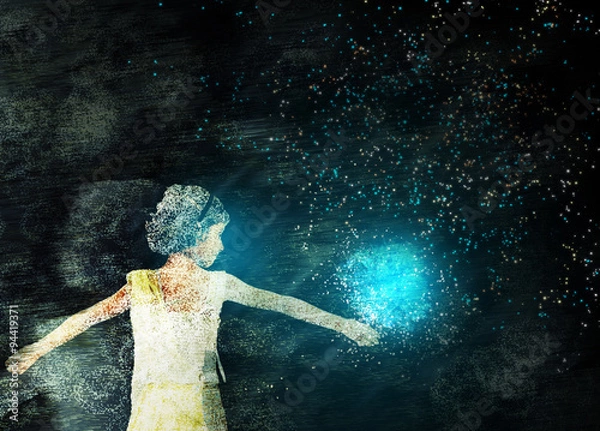 Obraz abstract girl dancing enjoying festival of lights