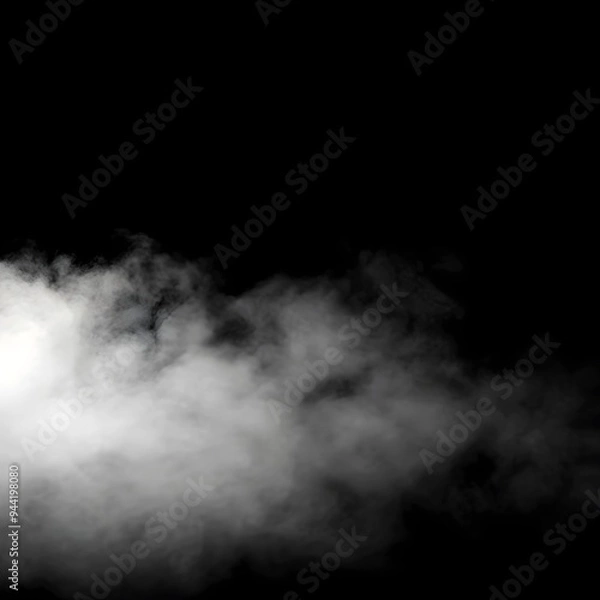 Fototapeta Fog and mist effect on isolated black background for text or space