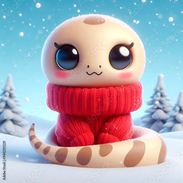 Fototapeta cute animated 3D snake