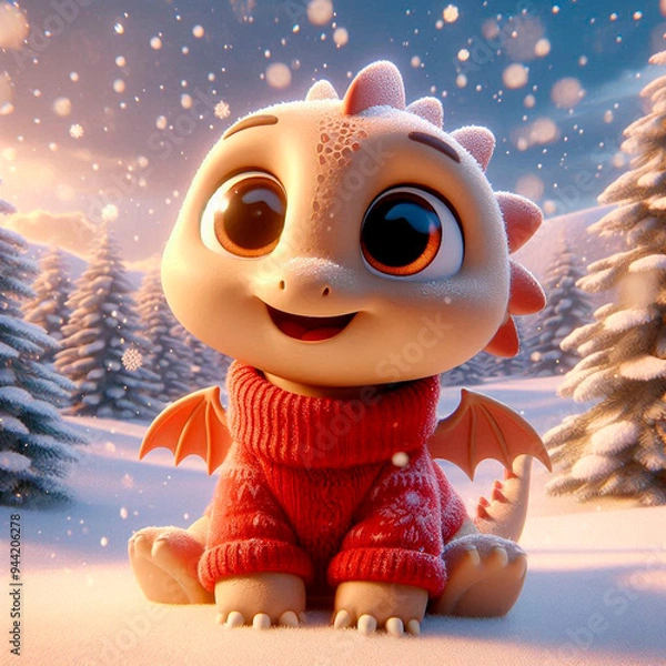 Obraz cute animated 3D  dragon