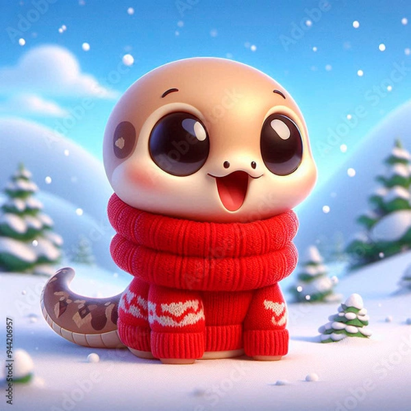Fototapeta cute animated 3D snake