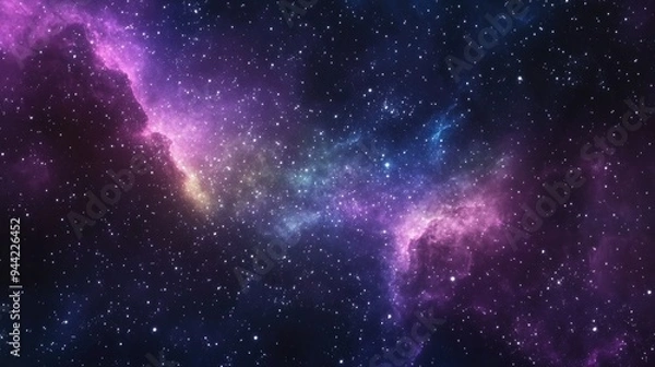 Fototapeta High definition star field background in deep space Colorful starry night sky texture for outer space scene 3D cartoon rendering of a starry outer space background