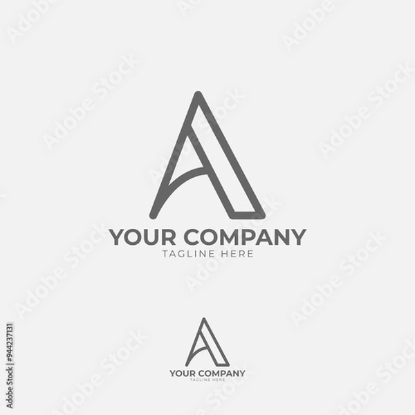 Fototapeta This logo features a prominent "A" in a geometric form. Its minimalist design with clean lines and sharp angles creates a modern and elegant look, ideal for brands that value simplicity