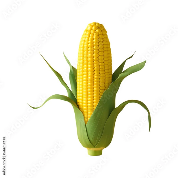 Fototapeta Fresh raw corn isolated on a transparent background by AI generative