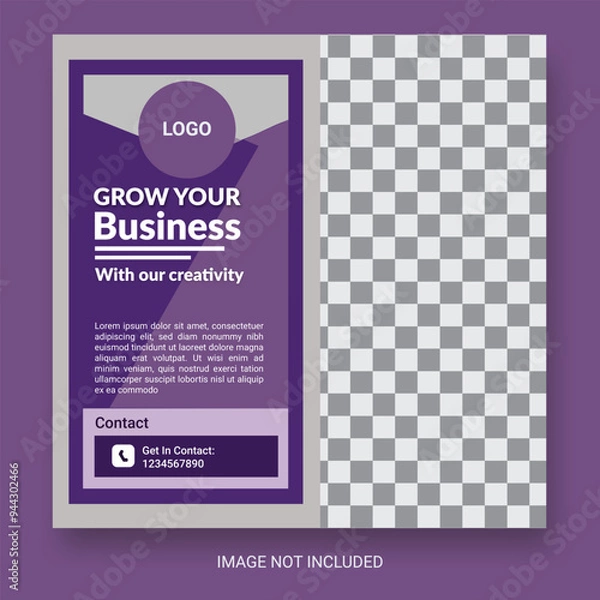 Obraz Social Media Post Layout With Purple And White Color. With Free Mock-Up