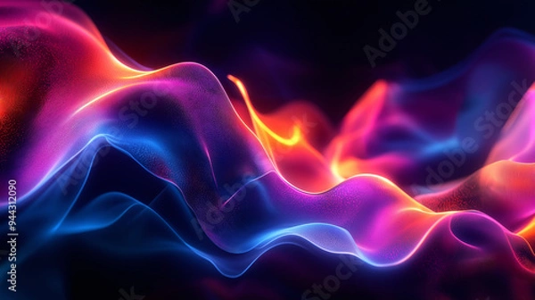Fototapeta A colorful, abstract image of a wave with a purple and orange section