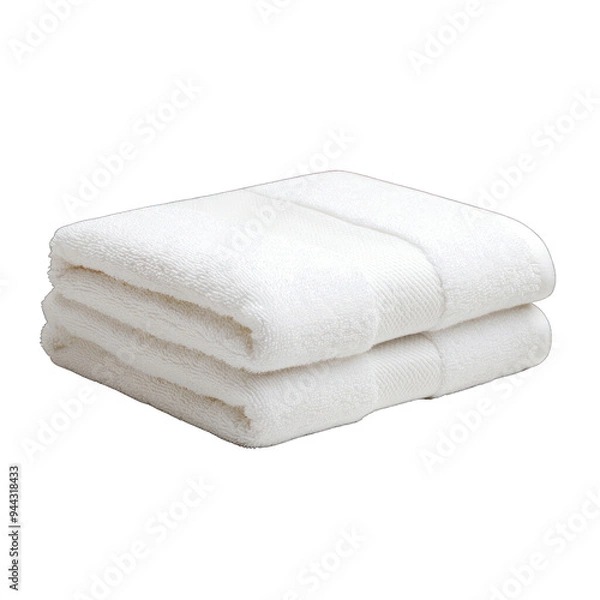 Fototapeta A neatly folded white towel, perfect for a spa setting or bathroom decor, showcasing softness and cleanliness. transparent background