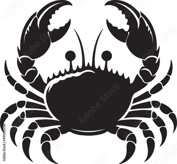 Fototapeta Black crab silhouette vector illustration design on white background