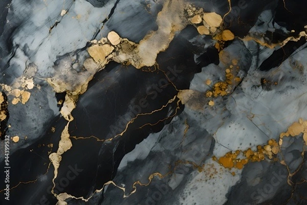 Fototapeta Marble granite white with gold texture. Background wall surface black pattern graphic abstract light elegant gray floor ceramic counter texture stone slab smooth tile silver natural Generative Ai