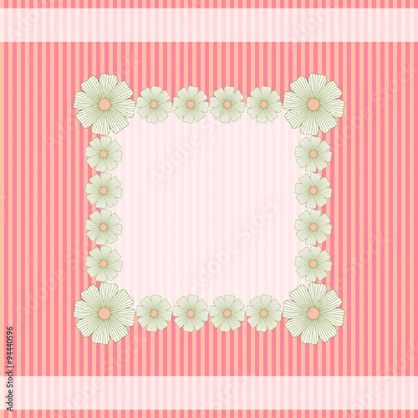 Obraz Card with flowers on striped background
